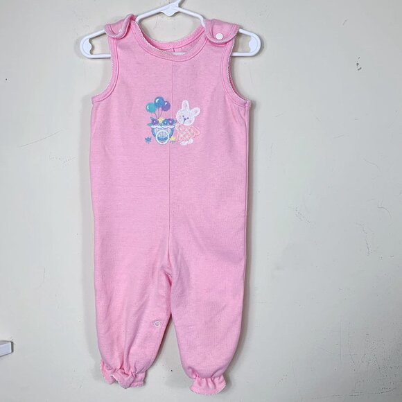Vintage Health-Tex Baby Girls Pink Bunny with Balloons Romper Size 24 Months - Picture 2 of 10